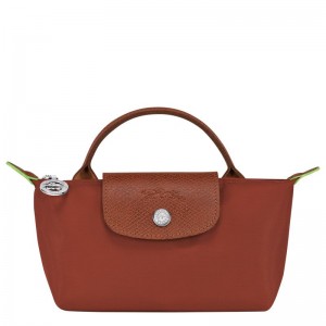 Pánské Pouches Longchamp Le Pliage Green with handle Recycled canvas Chestnut | CZ KO7315