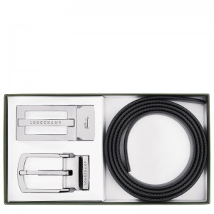 Pánské Pásky Longchamp Delta Box Leather Černé | CZ FD7111