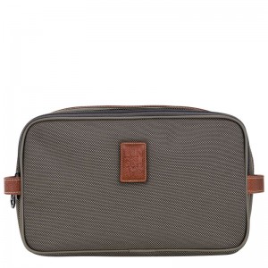 Pánské Toaletní Tašky Longchamp Boxford Recycled canvas Hnědé | CZ CT7146